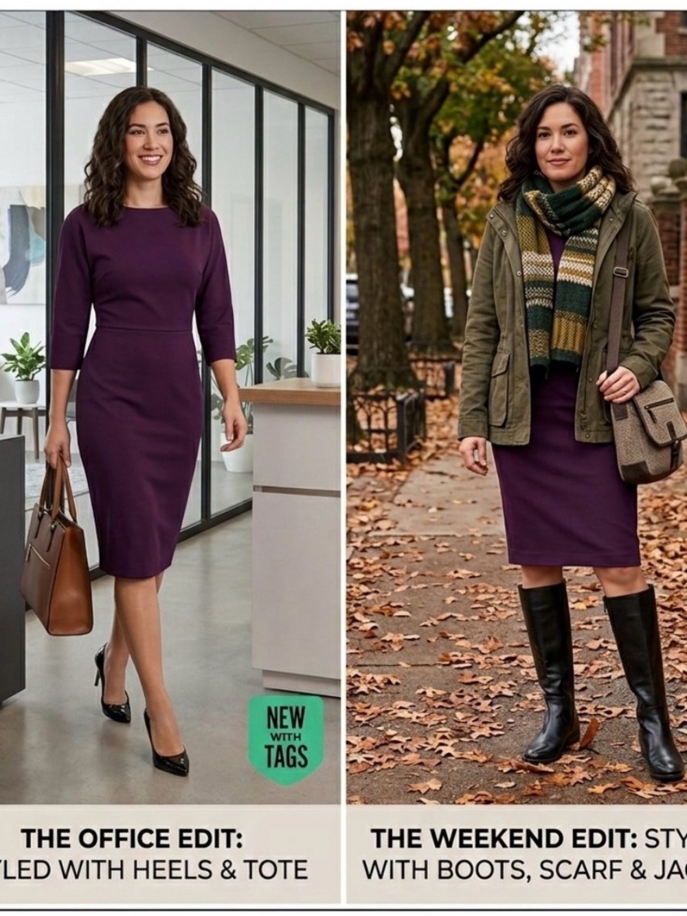 NWT Calvin Klein Deep Purple Ponte Sheath Dress